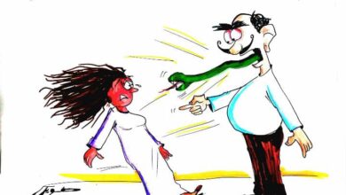 كاريكاتير العنف ضد المرأة