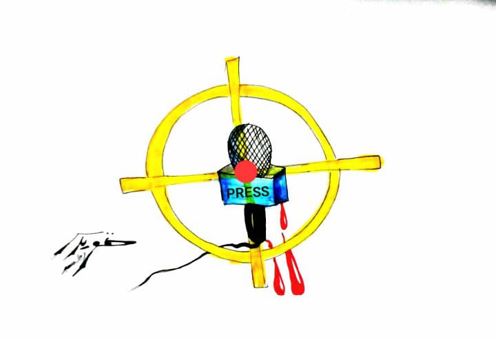كاريكاتير استهداف الصحفيين فى غزة