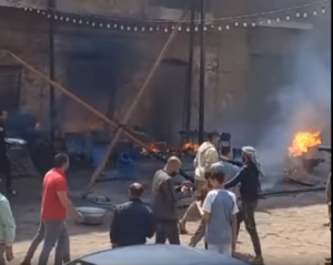حريق مسجد السلطان ببولاق أبو العلا بعد اندلاعه في مائدة إفطار 